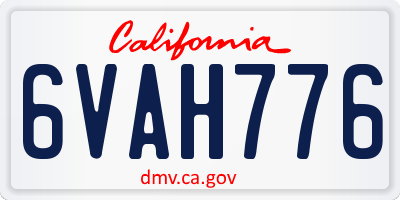 CA license plate 6VAH776