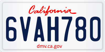 CA license plate 6VAH780