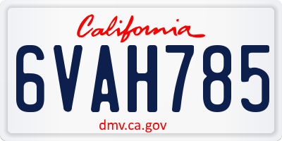 CA license plate 6VAH785