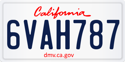 CA license plate 6VAH787
