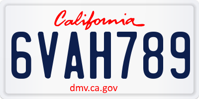 CA license plate 6VAH789