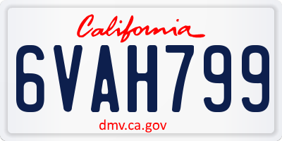 CA license plate 6VAH799