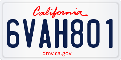 CA license plate 6VAH801