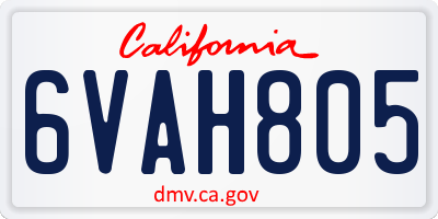 CA license plate 6VAH805