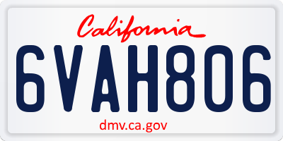 CA license plate 6VAH806