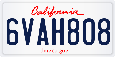 CA license plate 6VAH808