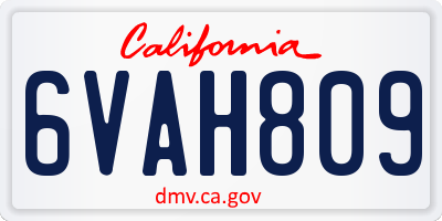 CA license plate 6VAH809