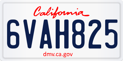 CA license plate 6VAH825