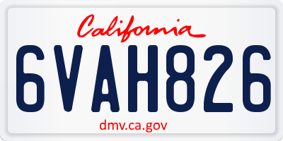 CA license plate 6VAH826