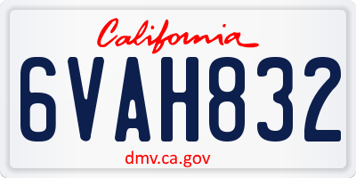 CA license plate 6VAH832