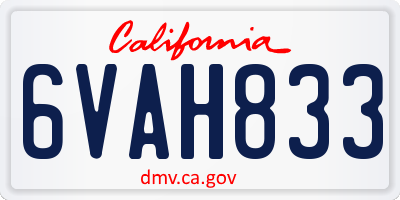 CA license plate 6VAH833