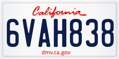 CA license plate 6VAH838