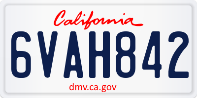 CA license plate 6VAH842