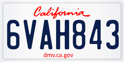 CA license plate 6VAH843