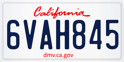 CA license plate 6VAH845