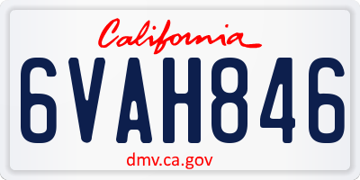 CA license plate 6VAH846