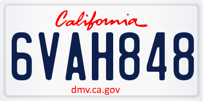 CA license plate 6VAH848