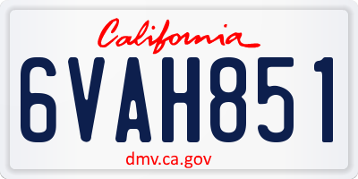 CA license plate 6VAH851
