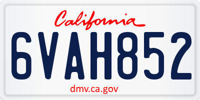 CA license plate 6VAH852