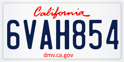CA license plate 6VAH854