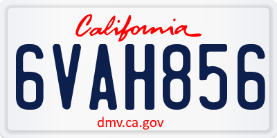 CA license plate 6VAH856