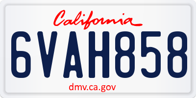 CA license plate 6VAH858