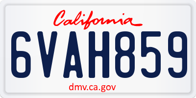 CA license plate 6VAH859