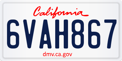CA license plate 6VAH867