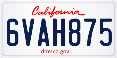 CA license plate 6VAH875