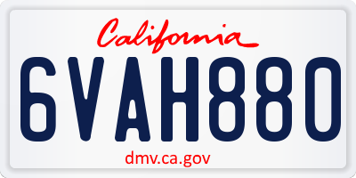 CA license plate 6VAH880