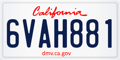 CA license plate 6VAH881