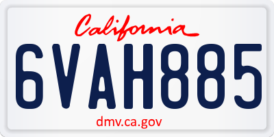 CA license plate 6VAH885