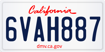 CA license plate 6VAH887