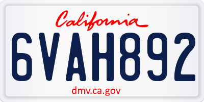 CA license plate 6VAH892