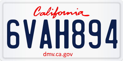 CA license plate 6VAH894