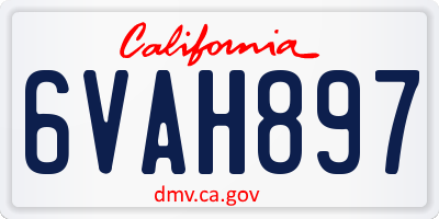 CA license plate 6VAH897