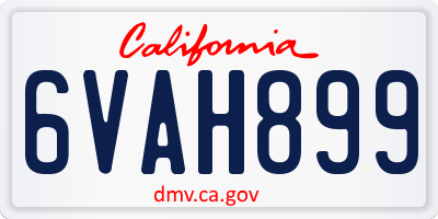 CA license plate 6VAH899