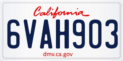 CA license plate 6VAH903