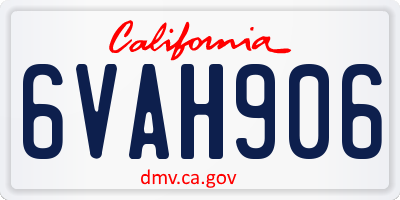 CA license plate 6VAH906