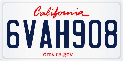 CA license plate 6VAH908