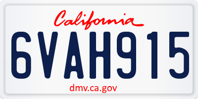 CA license plate 6VAH915