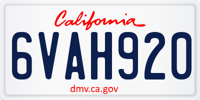CA license plate 6VAH920