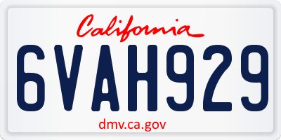 CA license plate 6VAH929