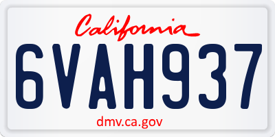 CA license plate 6VAH937
