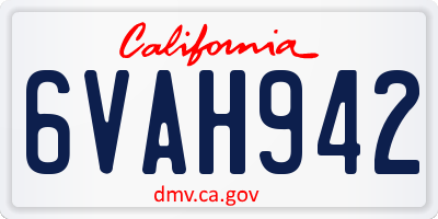 CA license plate 6VAH942