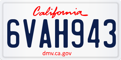 CA license plate 6VAH943