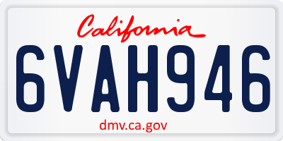 CA license plate 6VAH946