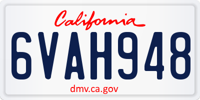 CA license plate 6VAH948