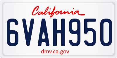 CA license plate 6VAH950