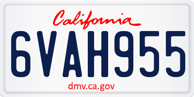 CA license plate 6VAH955